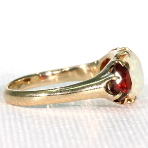 Victorian Garnet Opal Ring 18k Gold
