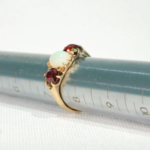 Victorian Garnet Opal Ring 18k Gold