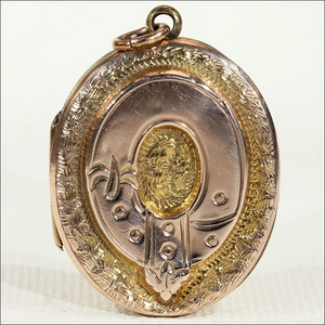 Victorian Garter and Shield Gold Locket
