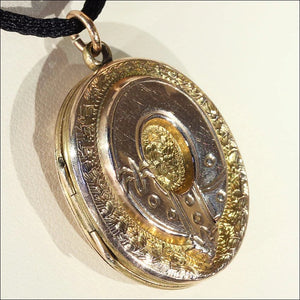 Victorian Garter and Shield Gold Locket