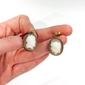 Victorian Gold Cameo Earrings Man and Woman