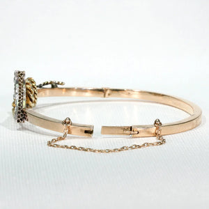 Victorian Gold Diamond Crop Bangle Bracelet Silver Set