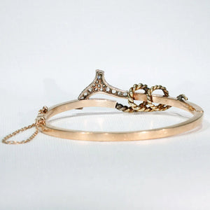 Victorian Gold Diamond Crop Bangle Bracelet Silver Set