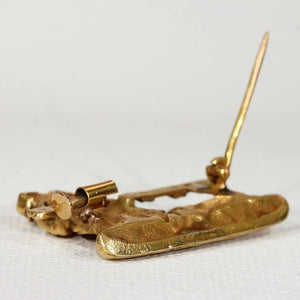 Victorian Kate Greenaway Brooch Pin 18k Gold Diamond Pearl