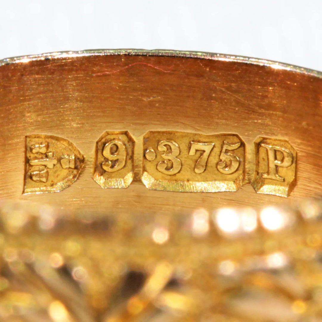 Victorian Leaves 9k Gold Wedding Band Ring Sz 6