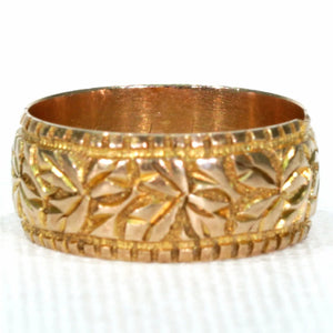 Victorian Leaves 9k Gold Wedding Band Ring Sz 6