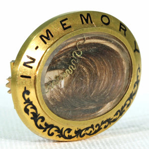 Victorian Memorial Enamel Gold Brooch Pin Inscribed 1879 'Dear Helen'