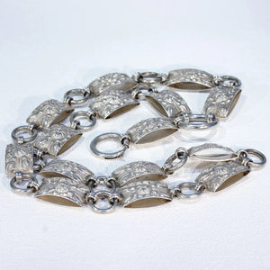 Victorian Repousséd Floral Collar Necklace in Sterling Silver
