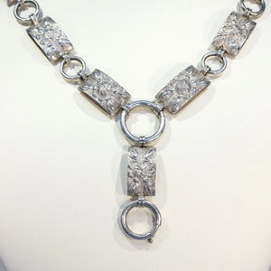 Victorian Repousséd Floral Collar Necklace in Sterling Silver