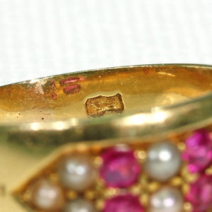 Victorian Ruby & Pearl Band 18K, Inscribed "A to B"