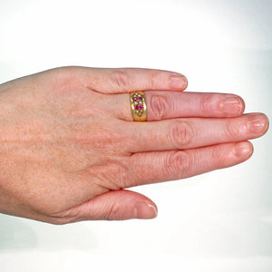 Victorian Ruby & Pearl Band 18K, Inscribed "A to B"