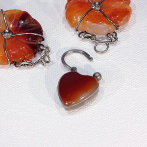 Victorian Scottish Agate Silver Bracelet Heart Lock Pebble Jewelry