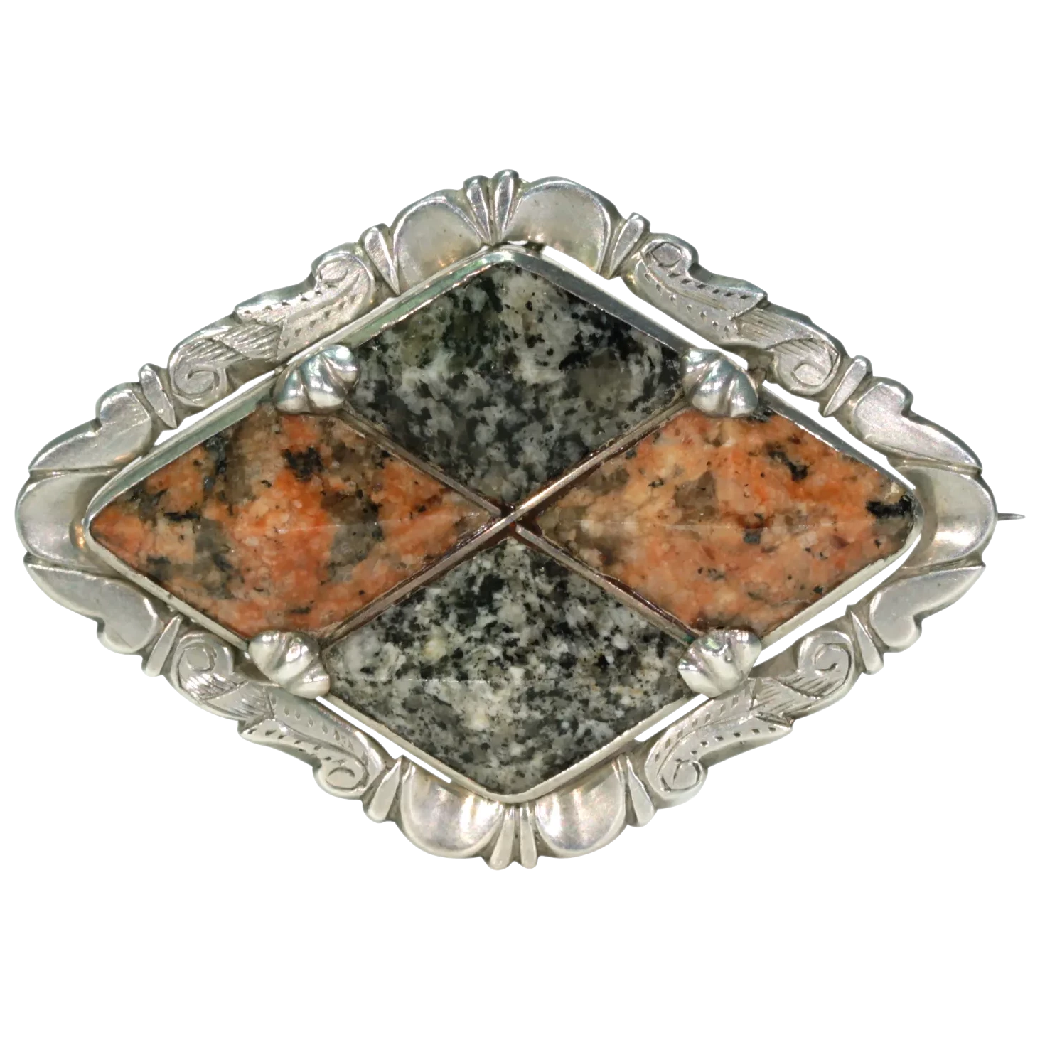 Victorian Scottish Granite Silver Brooch Dated 1867