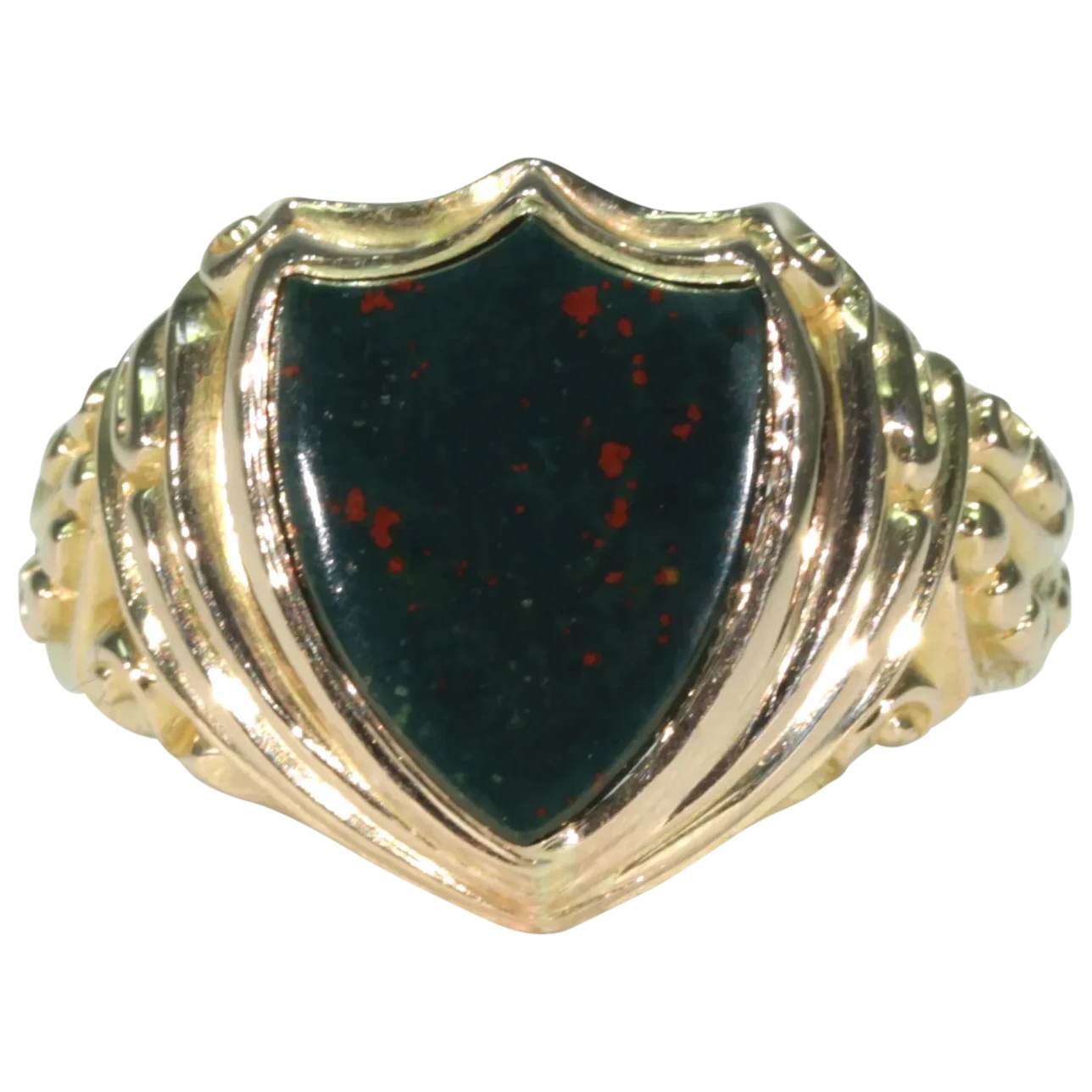 Victorian Shield Shaped Gold Bloodstone Ring Signet