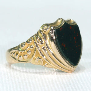 Victorian Shield Shaped Gold Bloodstone Ring Signet