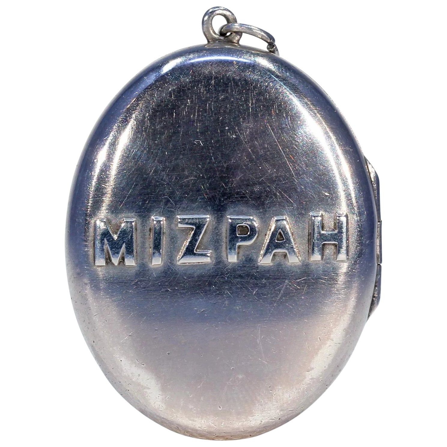 Victorian Silver Oval Mizpah Locket Pendant