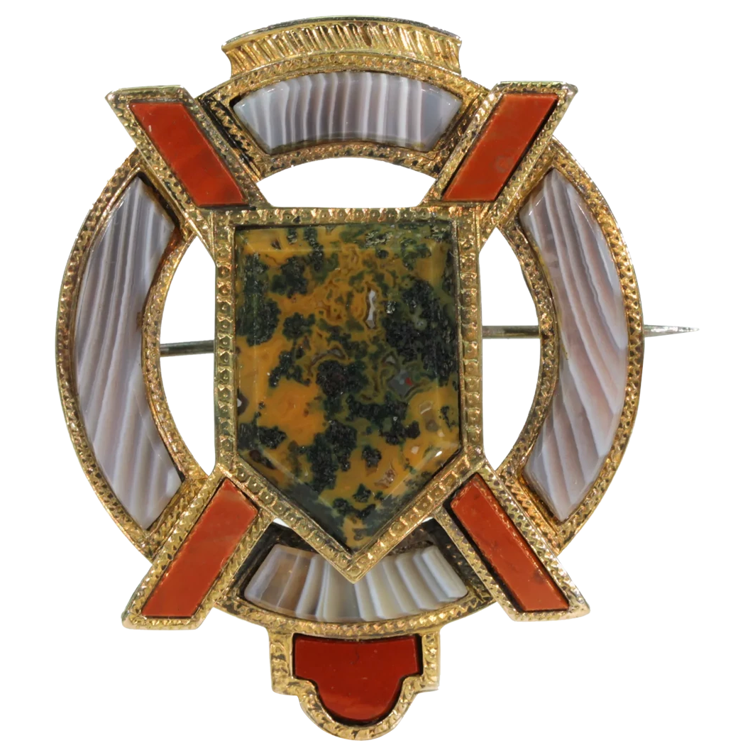 Victorian St. Andrews Cross Scottish Brooch Pin