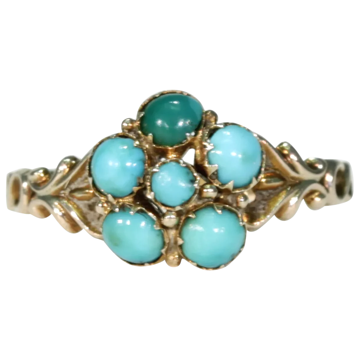 Victorian Turquoise Gold Forget Me Not Ring