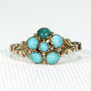 Victorian Turquoise Gold Forget Me Not Ring