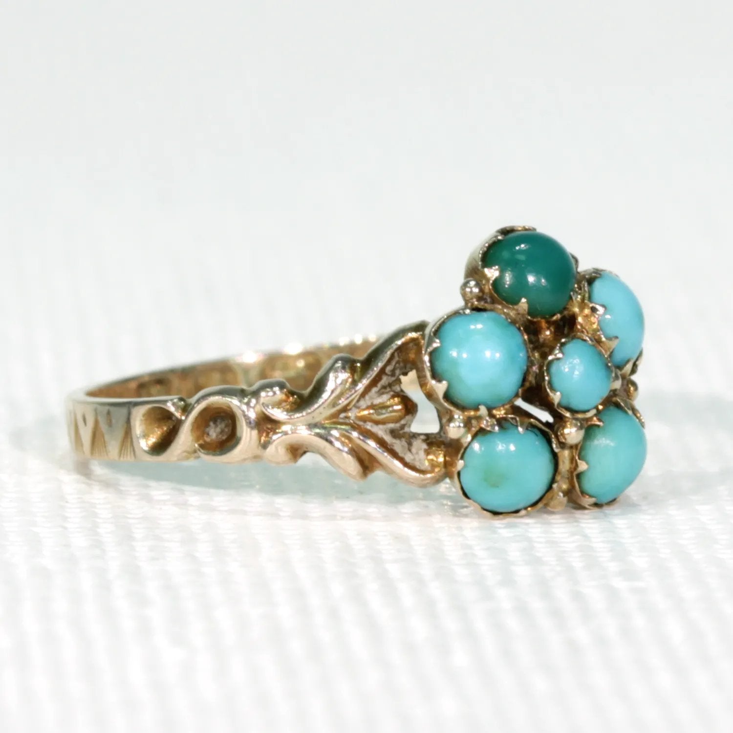 Victorian Turquoise Gold Forget Me Not Ring