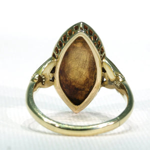 Victorian Turquoise Ring Navette Large 18k Gold