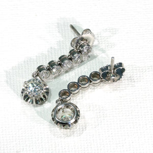 Reserved~Vintage 1950s Platinum Diamond Drop Earrings