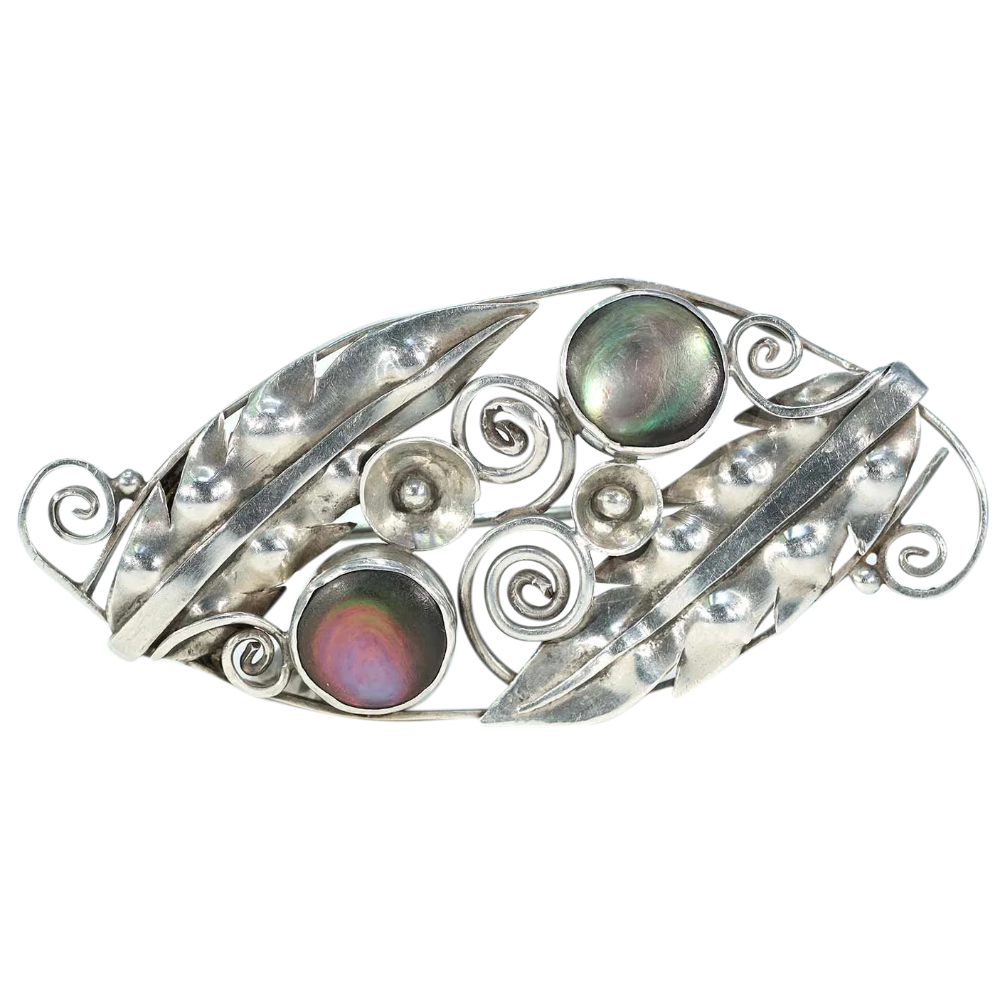 Vintage 1960s Silver Mother of Pearl Brooch