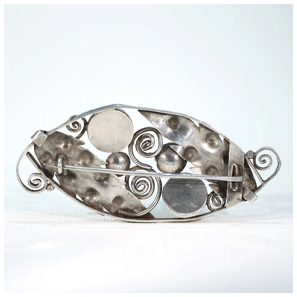 Vintage 1960s Silver Mother of Pearl Brooch Victoria Sterling