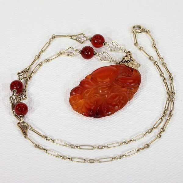 Vintage carnelian necklace hot sale