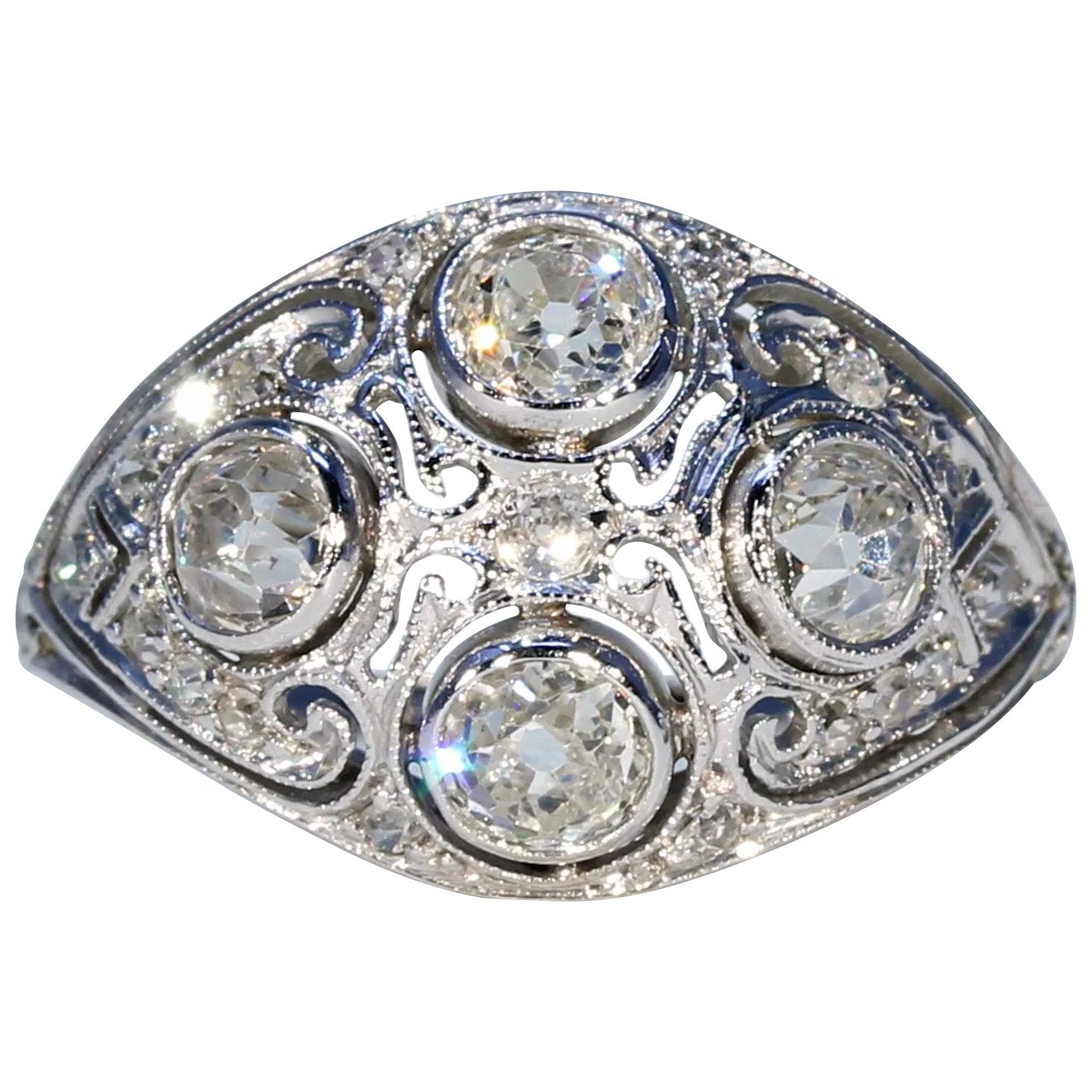 Vintage Art Deco Diamond Dome Ring in Platinum