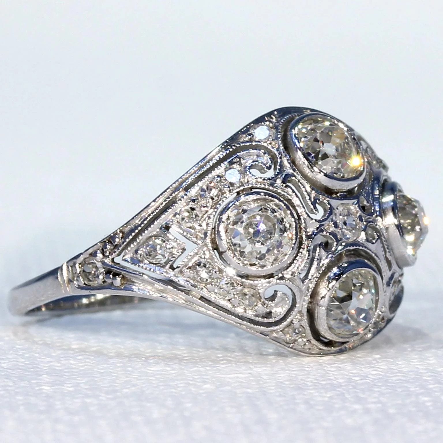 Vintage Art Deco Diamond Dome Ring in Platinum