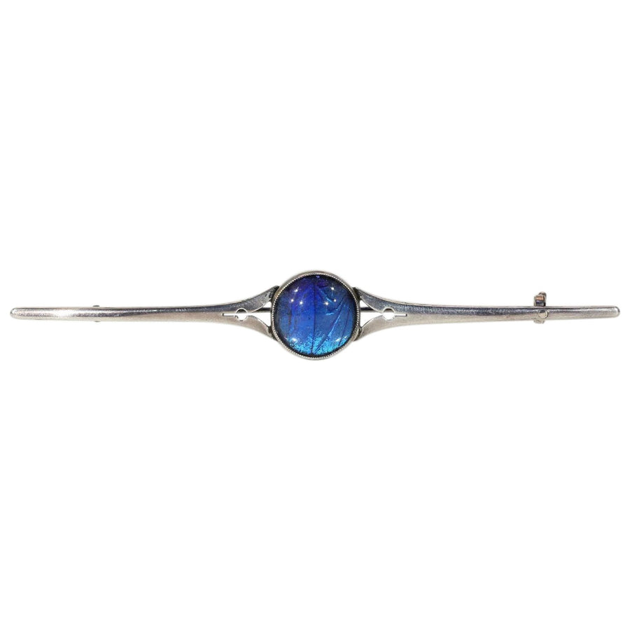 Vintage Art Deco Silver Butterfly Wing Bar Brooch Pin