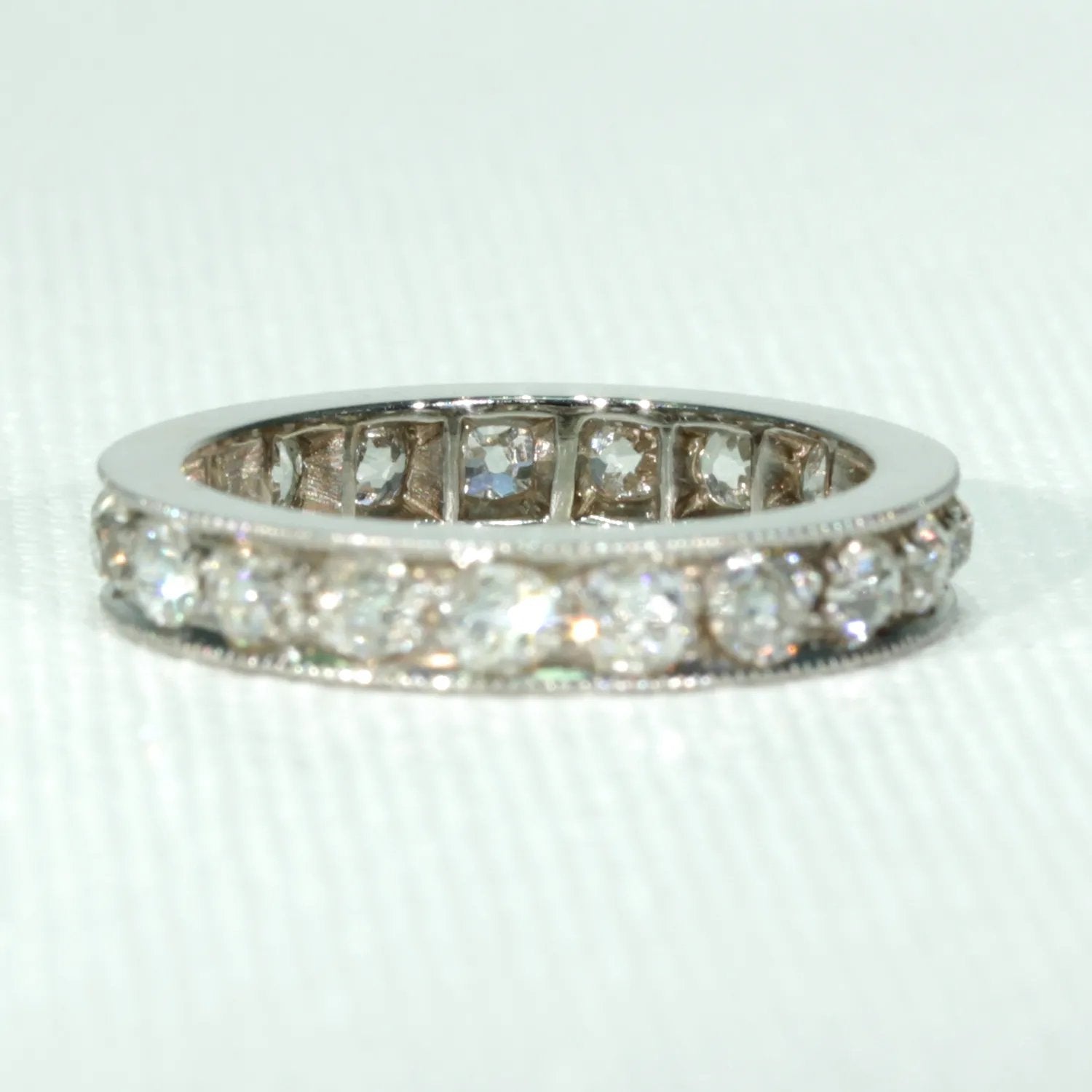 Vintage Old European Cut Diamond Eternity Ring Wedding Band