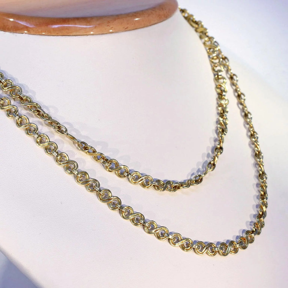 Vintage 18k Gold French Long Chain Necklace 34 inches