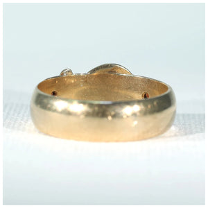 Vintage Gold Garnet Buckle Ring London 1967