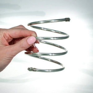 Vintage Mexican Silver Snake Bangle Bracelet Coil