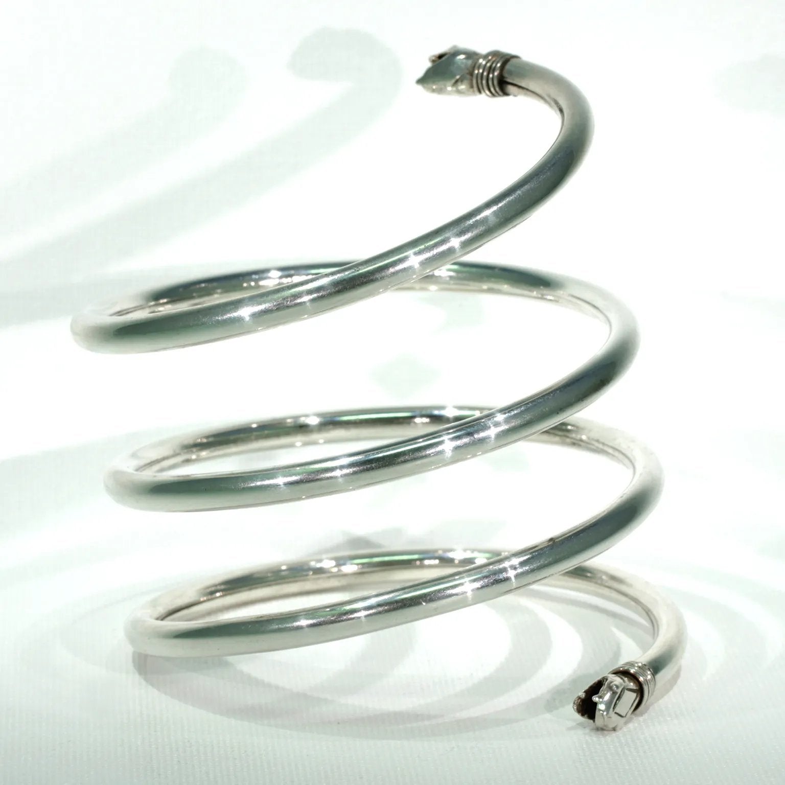 Vintage Mexican Silver Snake Bangle Bracelet Coil