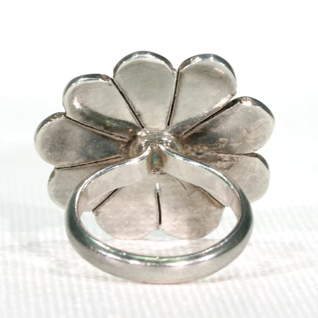 Vintage Norman Grant Purple Enamel Flower Ring Silver