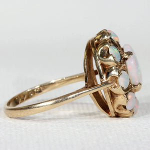 Vintage Opal Cluster Ring 9k Gold Hallmarked