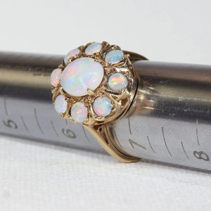 Vintage Opal Cluster Ring 9k Gold Hallmarked