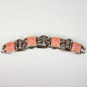Vintage Pink Enamel Sterling Silver Bracelet by Volmer Bahner