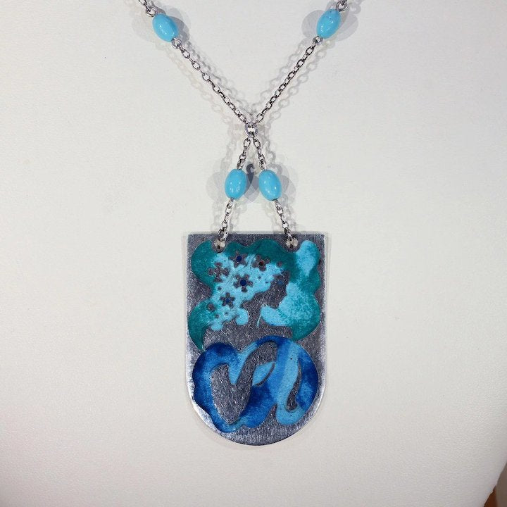 Vintage Silver Enamel Necklace