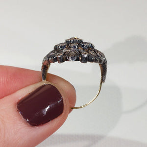 Antique Diamond Gold Silver Set Marquis Ring