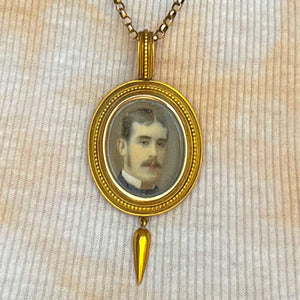 Victorian Portrait Miniature Frame Pendant 15k Gold Dated 1877
